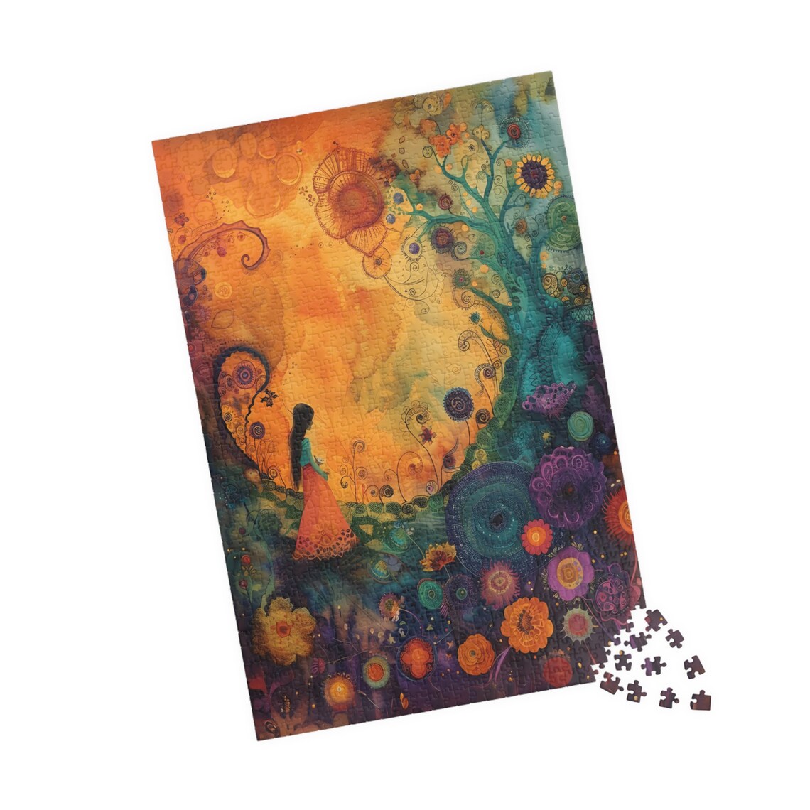 Dreamy Fantasy Garden Girl Giant Whimsical Flowers Sunshine Poster - Image 4