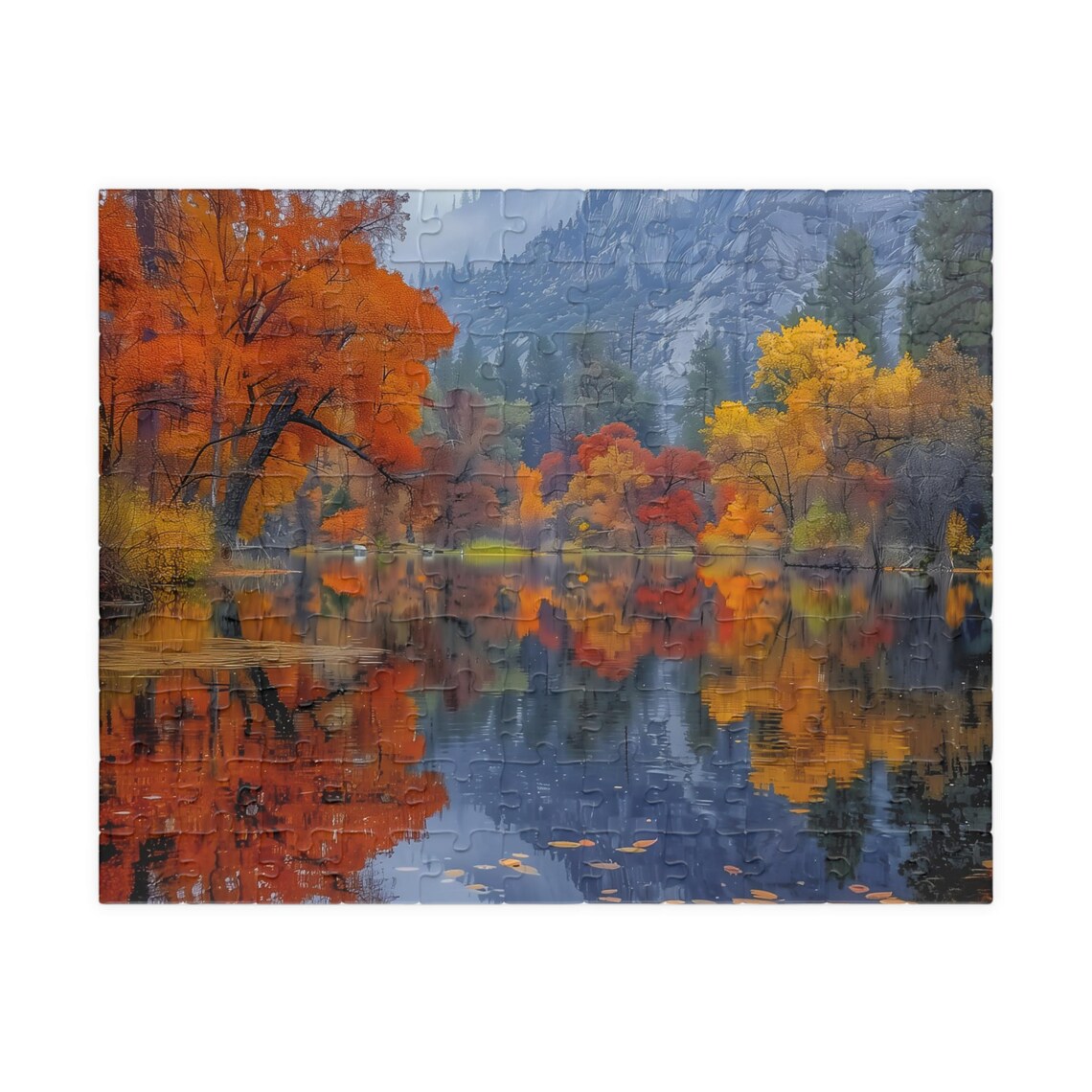 Fall Mountain Lake Jigsaw, Autumn Nature Art Print - Image 5