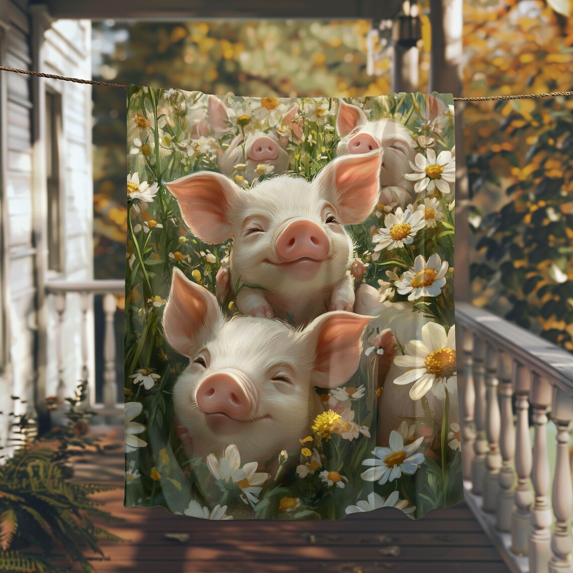 Happy As Pigs In Daisies Soft Blanket Gift