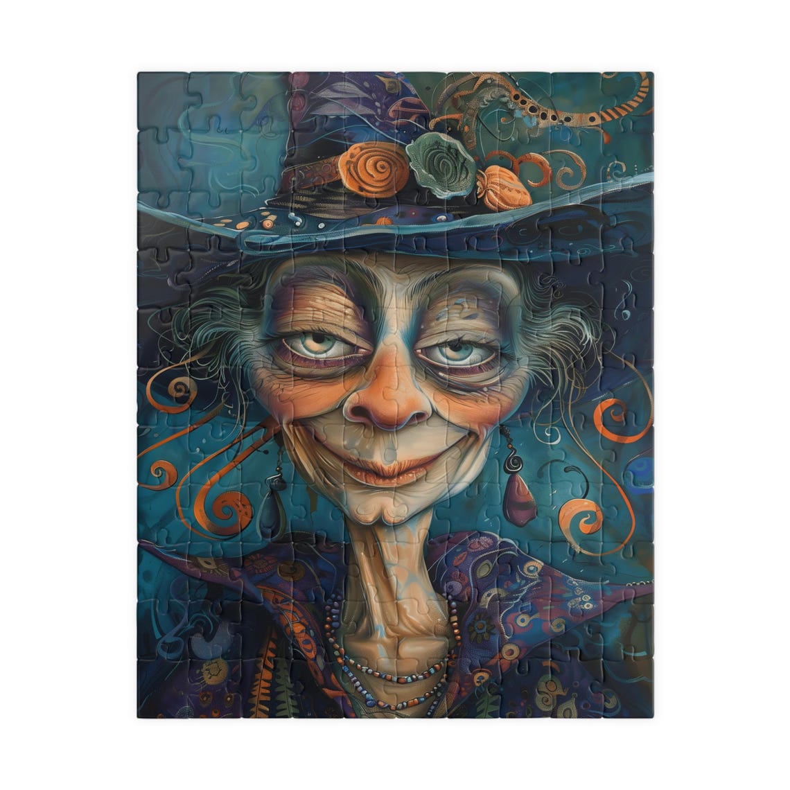 Silly Witch Phoebe in a Wide Decorated Hat Portrait Art Poster - Image 5