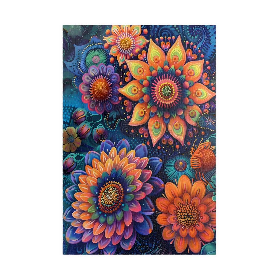 Tropical Dream Fantasy Flowers V Psychedelic Bouquet Night Poster - Image 3
