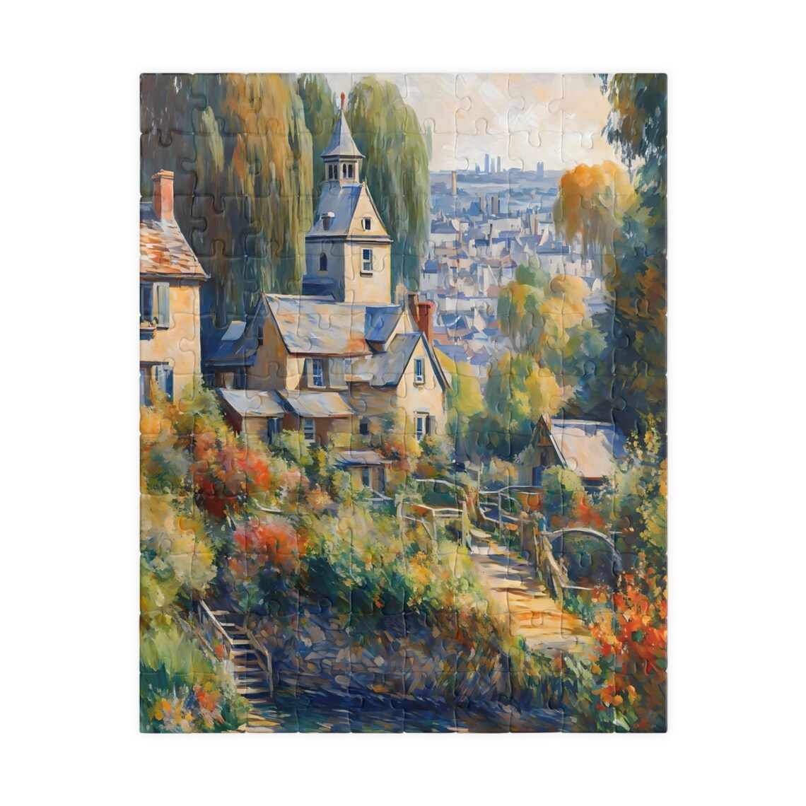 European Riverside Village Impressionist Landscape Painting Art Poster - Image 2