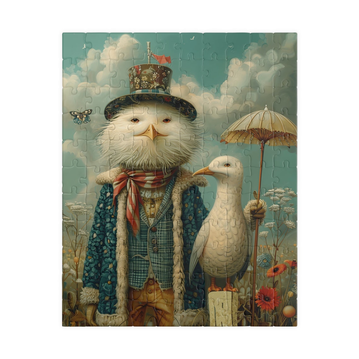 Fancy Albatross in a Victorian Coat Holding a Tiny Red Flag Poster - Image 2