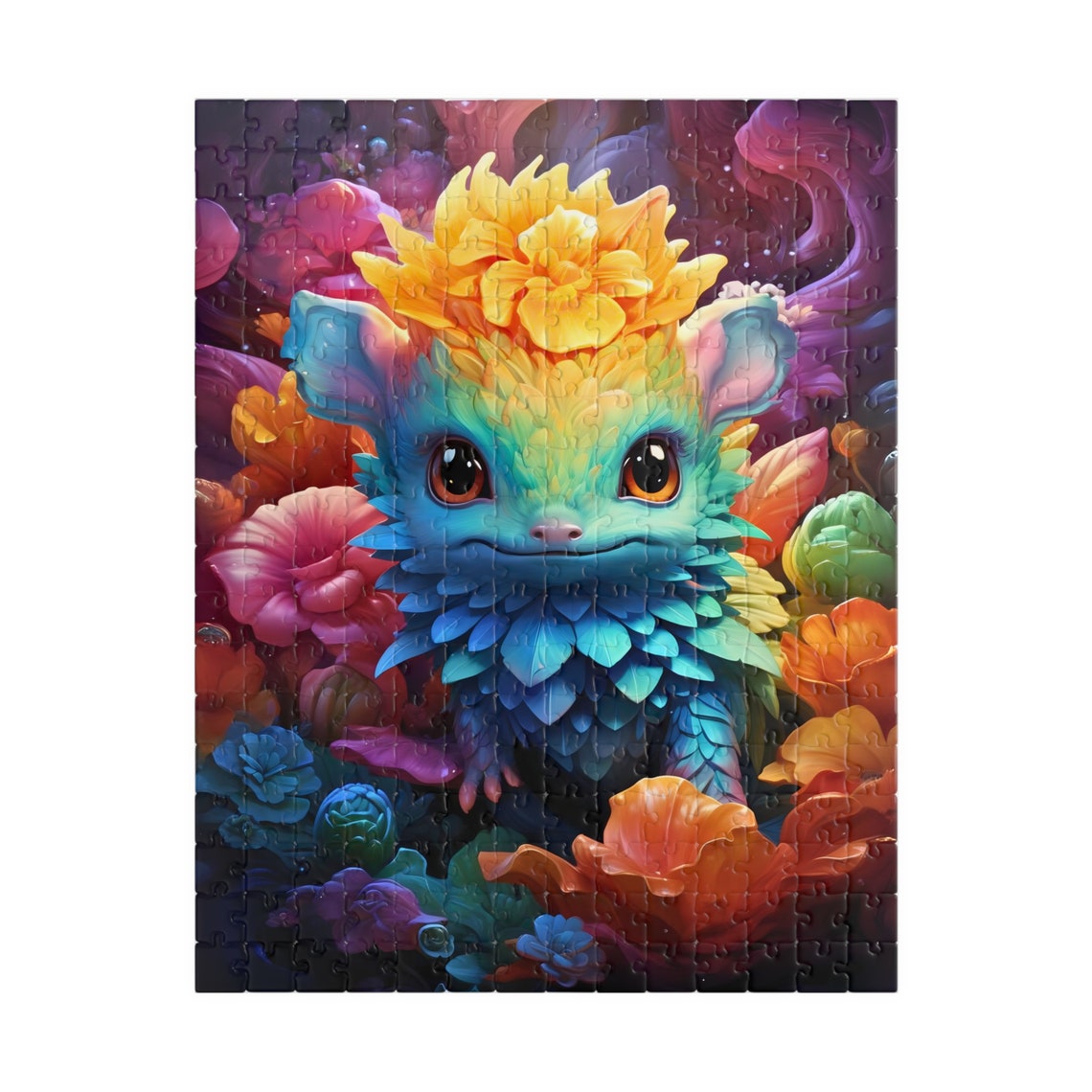 Acceptara Sweet Teal Fantasy Creature with Golden Flower Crown Poster - Image 2