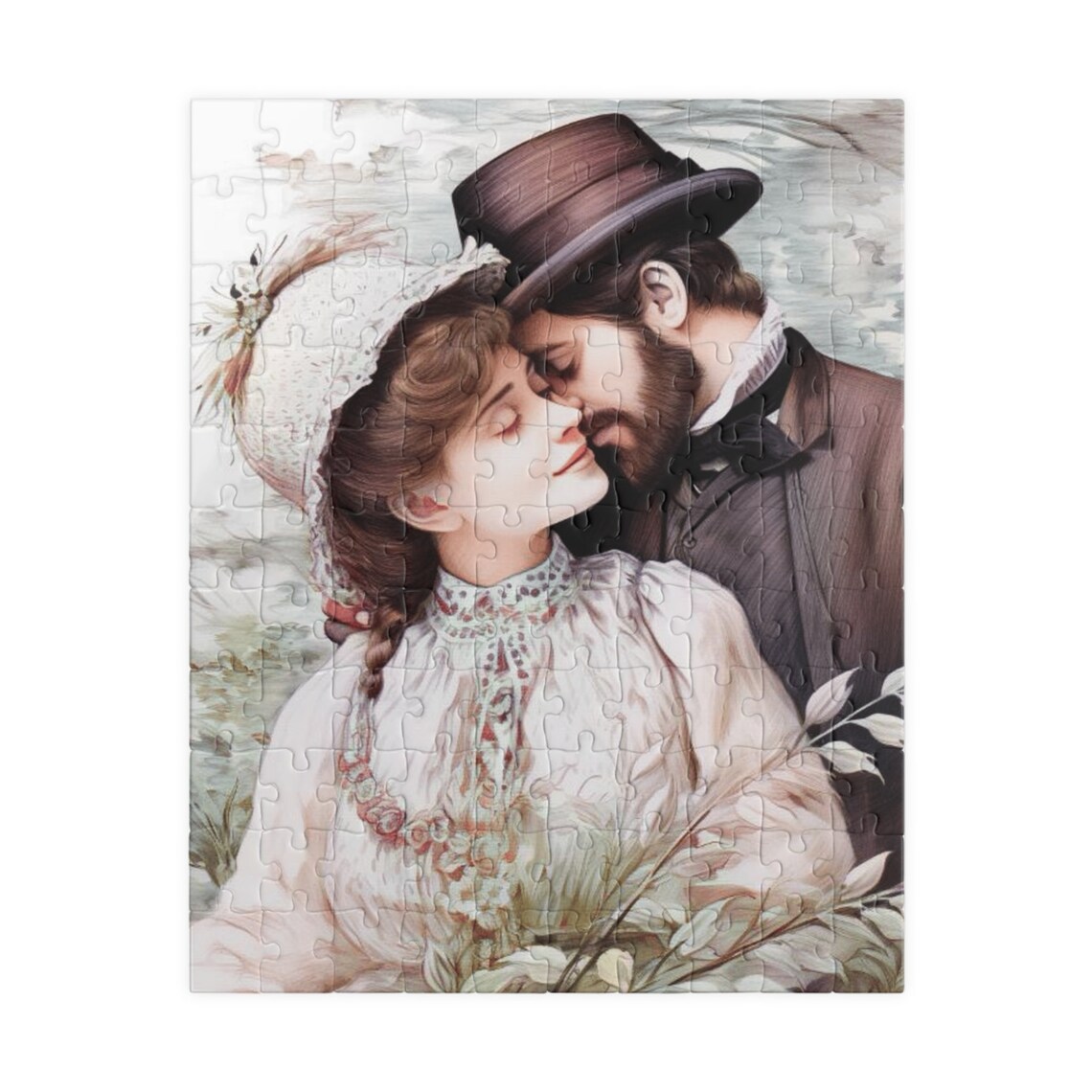 Victorian Gentleman Kissing His Beloved Forehead Tenderly Poster - Image 2