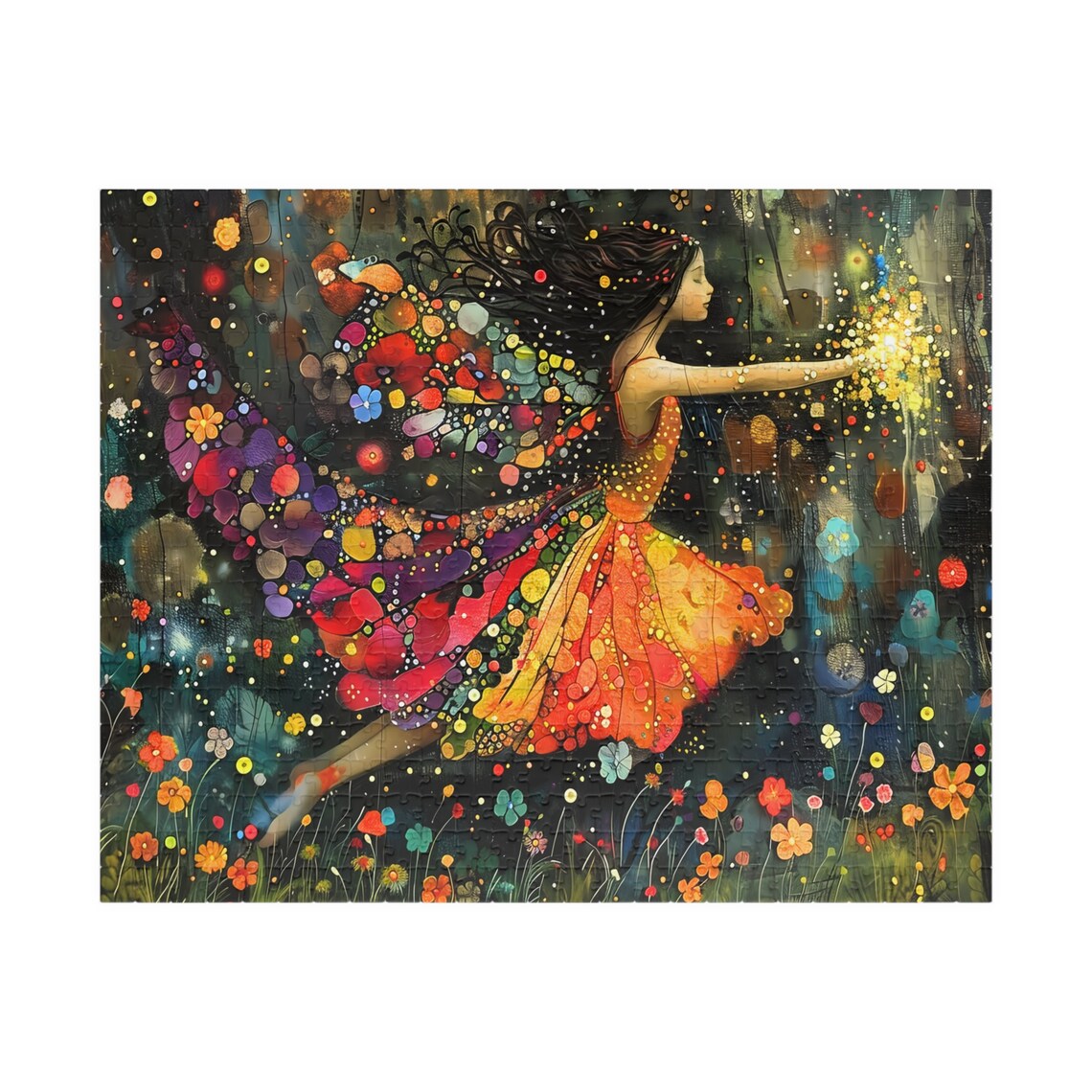 Dancing Fairy Girl in a Blooming Flower Dress Sparkling Garden Poster - Image 5