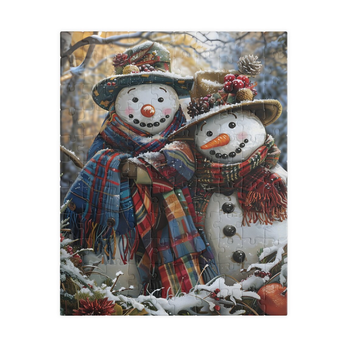 Snowman Couple Holiday Puzzle, Family Activity - Image 5
