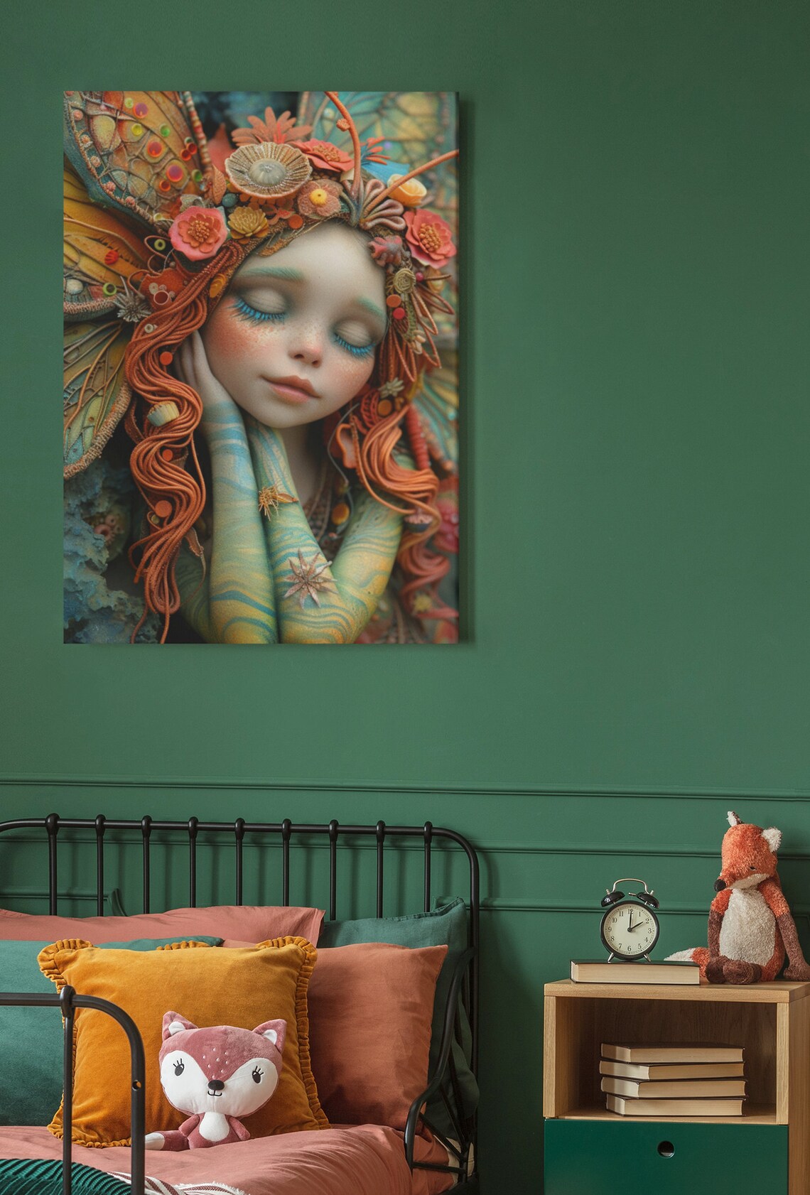Sleeping Fairy Portrait With Ornate Butterfly Wings Art Poster - Image 5