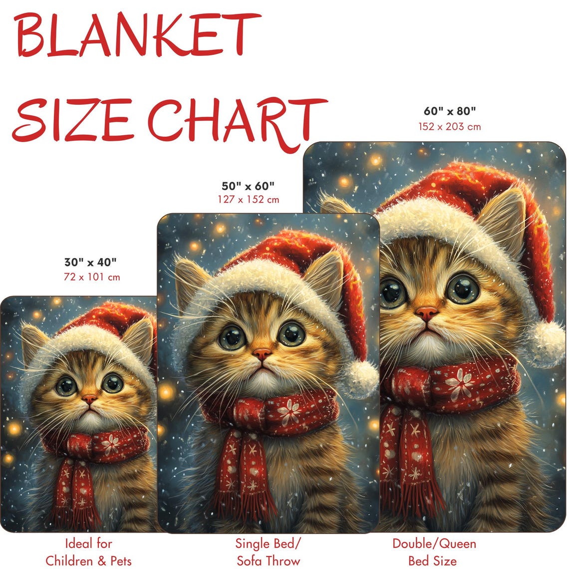 Cute Tabby Kitten In Santa Hat And Red Scarf Christmas Wall Art - Image 4
