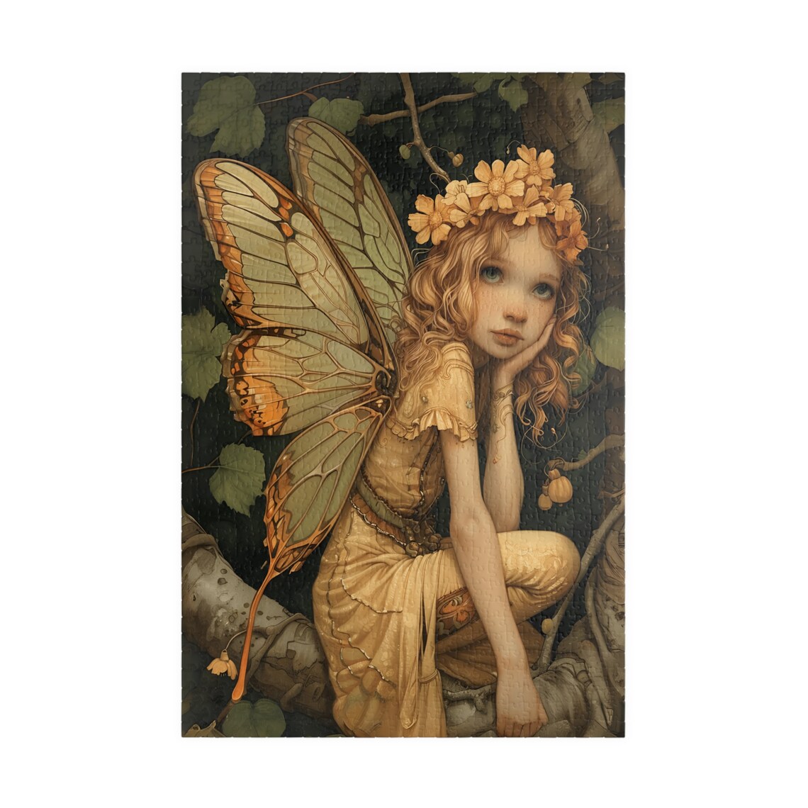 Tree Fairy With Butterfly Wings and Flower Crown Woodland Art Poster - Image 3