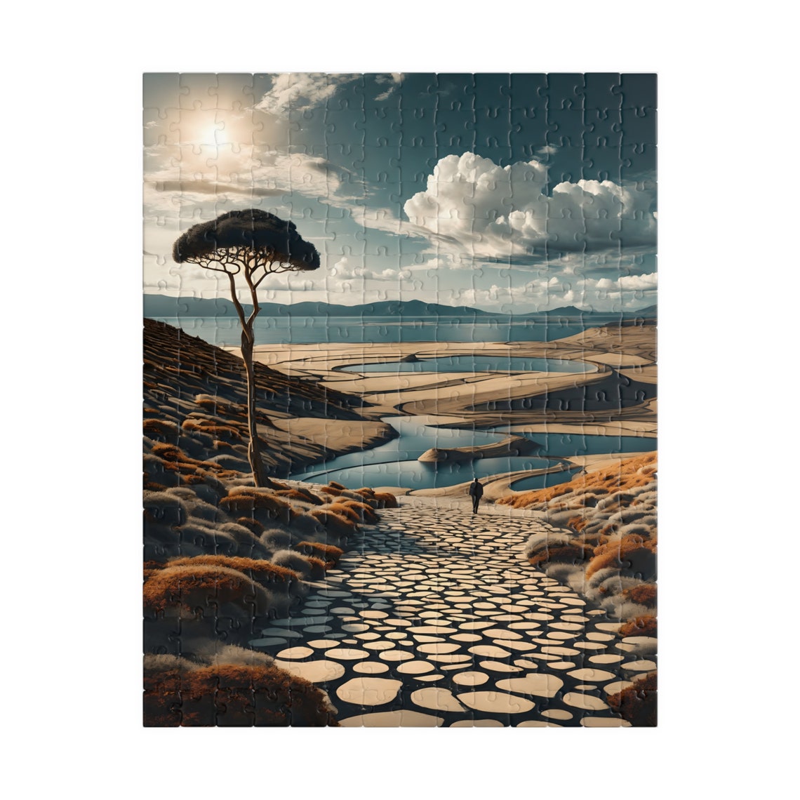Surreal Stone Pathway to a Turquoise Lagoon Under Sunny Skies Print - Image 2