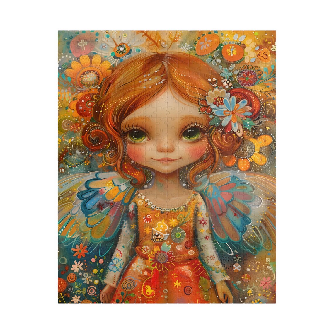 Whimsical Autumn Fairy Girl With Butterfly Wings Watercolor Print - Image 5