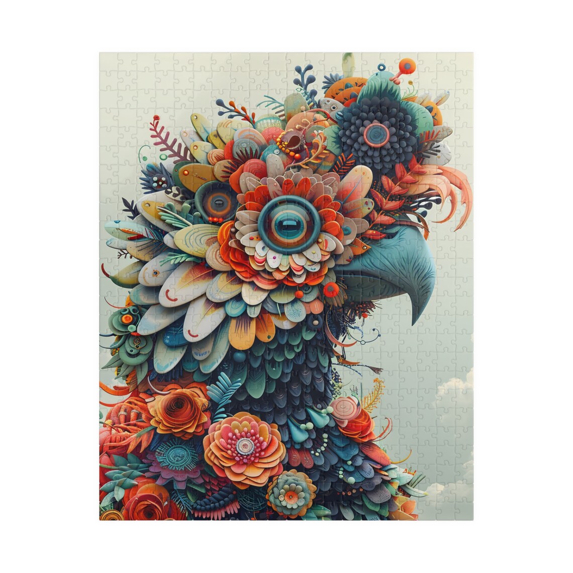 Parrot Made of Flowers Whimsical Floral Bird Botanical Art Poster - Image 5