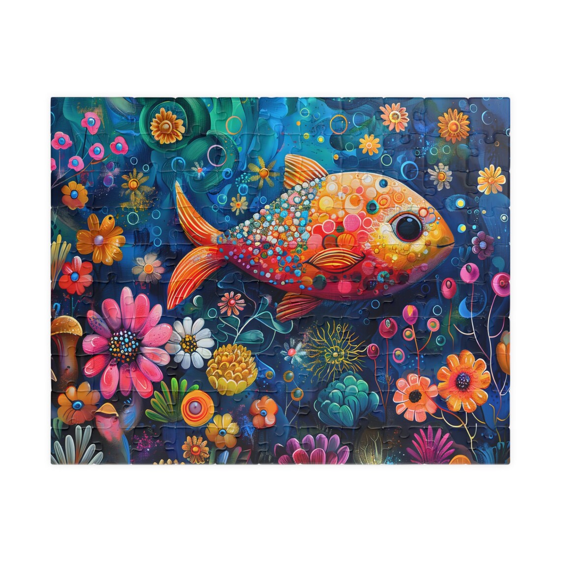 Whimsical Fish Underwater Flower Garden Colorful Fantasy Poster - Image 2