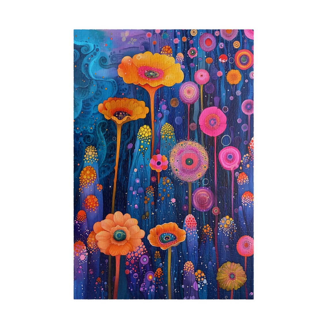 Whimsical Fairy Garden Glowing Neon Flowers Night Dream Art Poster - Image 3