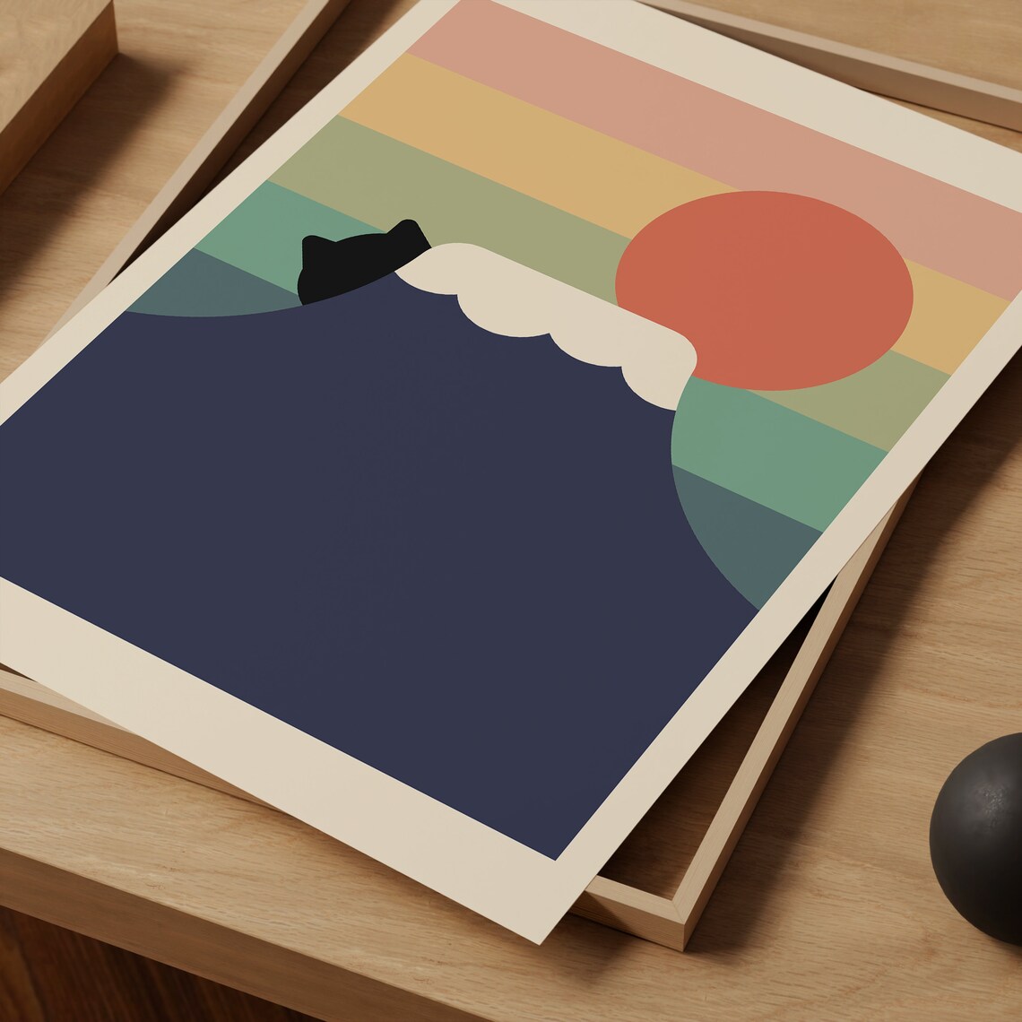 Minimalist Cat Print, Mount Fuji Poster Print - Image 3