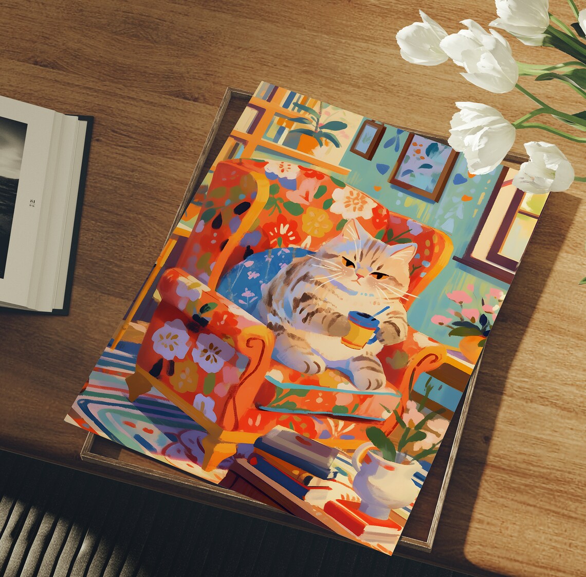 Cozy Tabby Cat Poster, Cat Wall Art for Cat Lovers - Image 3