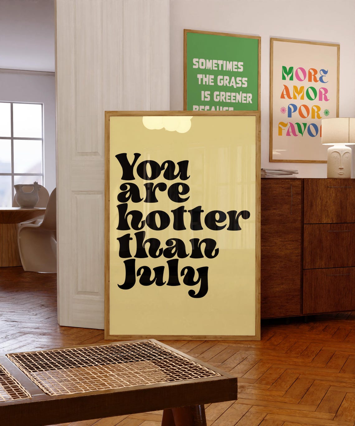 You Are Hotter Than July Black Retro Typography Positive Art Poster