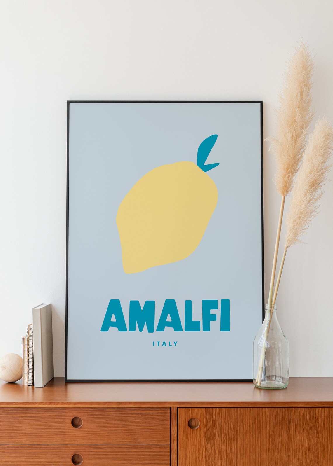 Amalfi Italy Bold Yellow Lemon Minimal Graphic Travel Poster