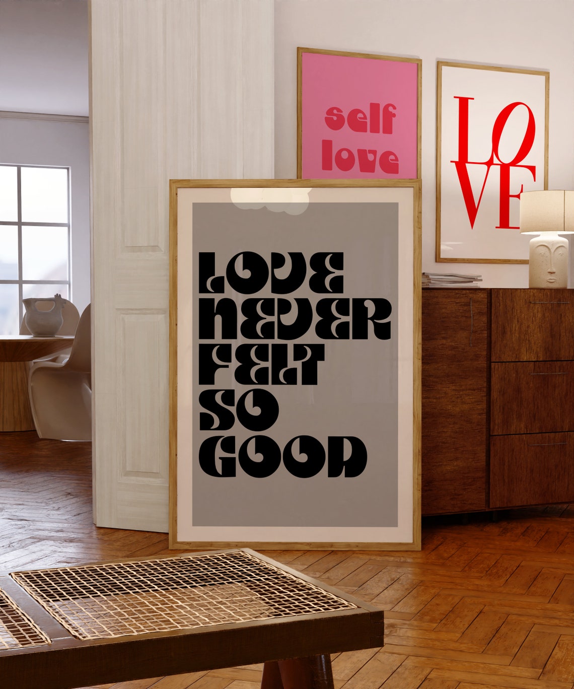 Love Never Felt So Good Black Retro Typography Statement Art Poster