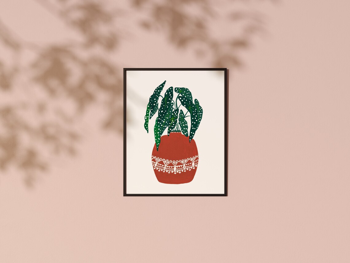 Begonia Maculata Botanical Art Print, Boho Plant Poster - Image 2