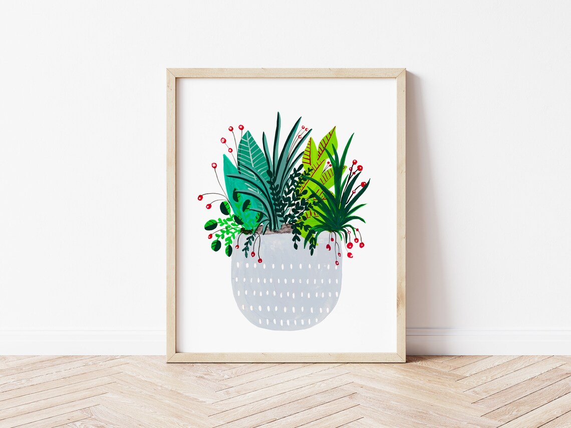 Minimalist House Plant Art Print, Mid-Century Decor - Image 3