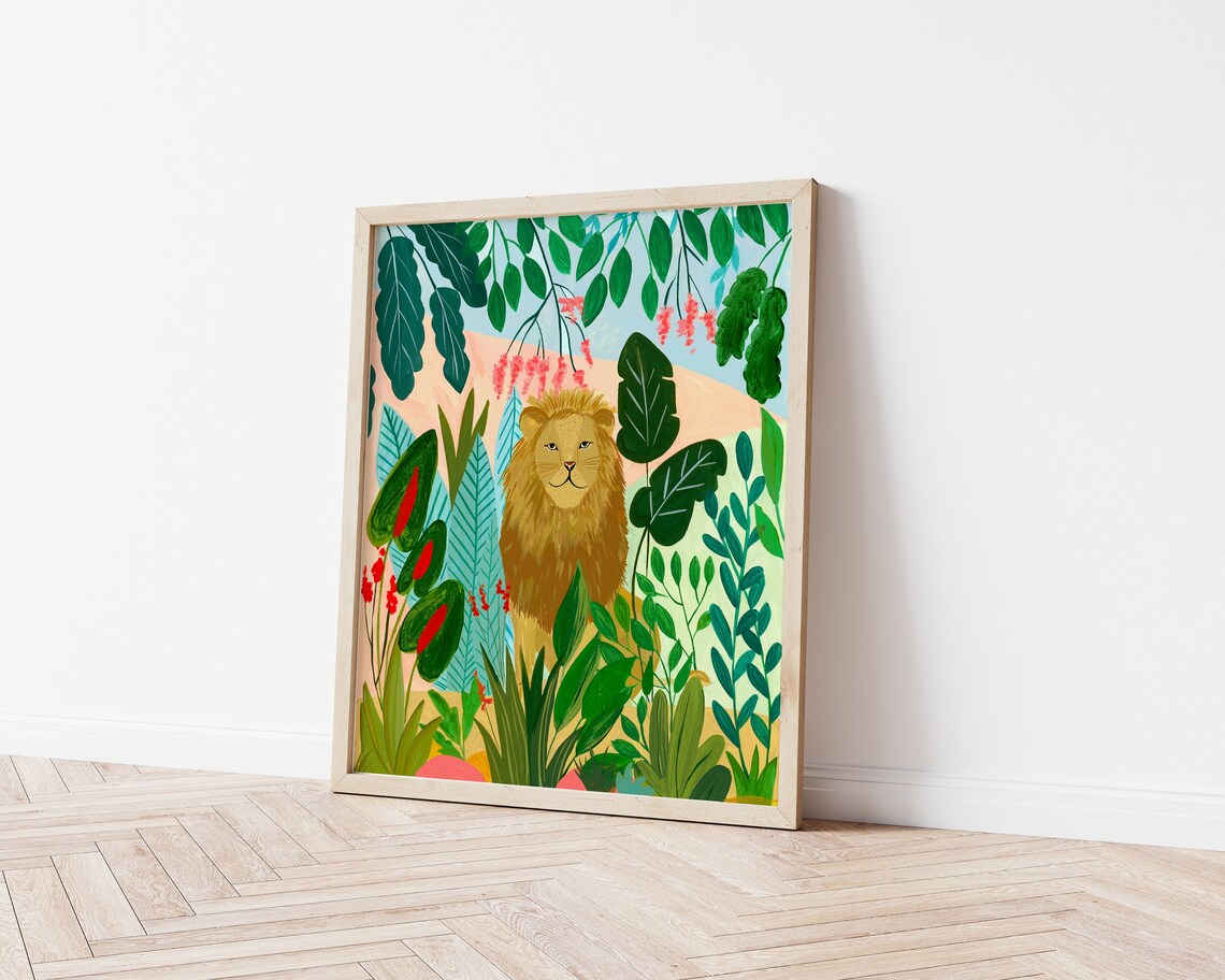 Lion Art Print, Jungle Nursery and Dorm Decor - Image 2