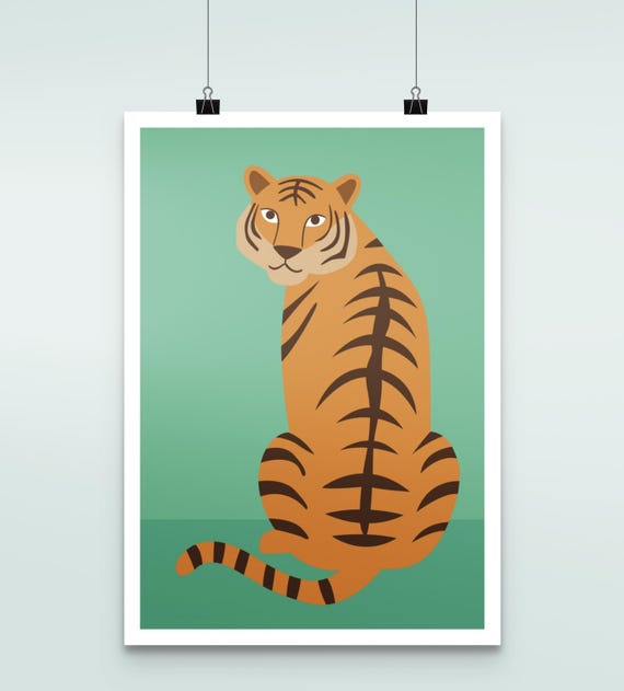 Modern Tiger Art Print Scandi Minimalist Home Decor