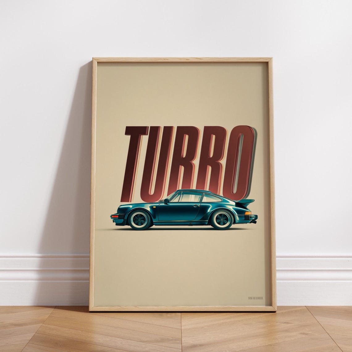 Retro Turbo Car Poster Typographic Wall Art Print Bold Racing Classic Home Decor Garage Or Man Cave Artwork