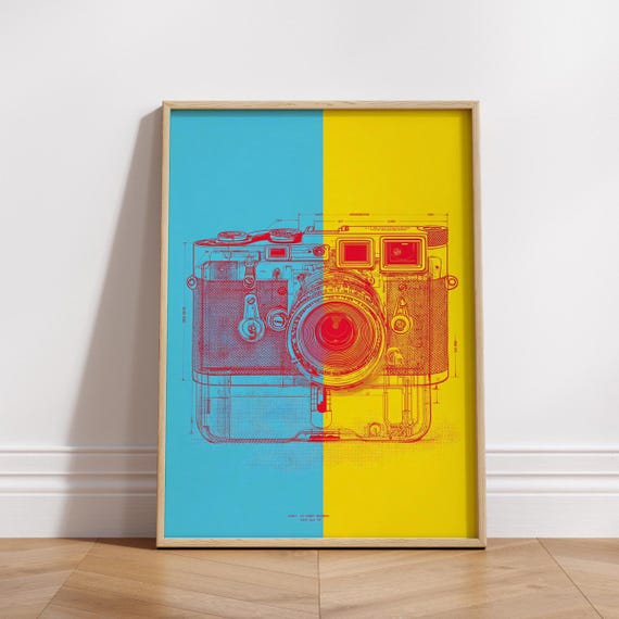 Pop Art Camera Patent Poster Retro Photography Wall Print Colorful Blueprint Style Vintage Decor For Photographers