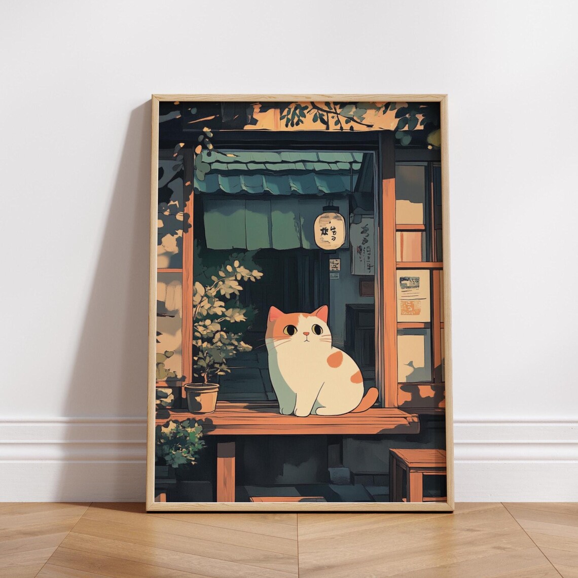 Whimsical Cat Poster Vintage Art Print For Lovers Home Decor Gift Friends Wall Cute