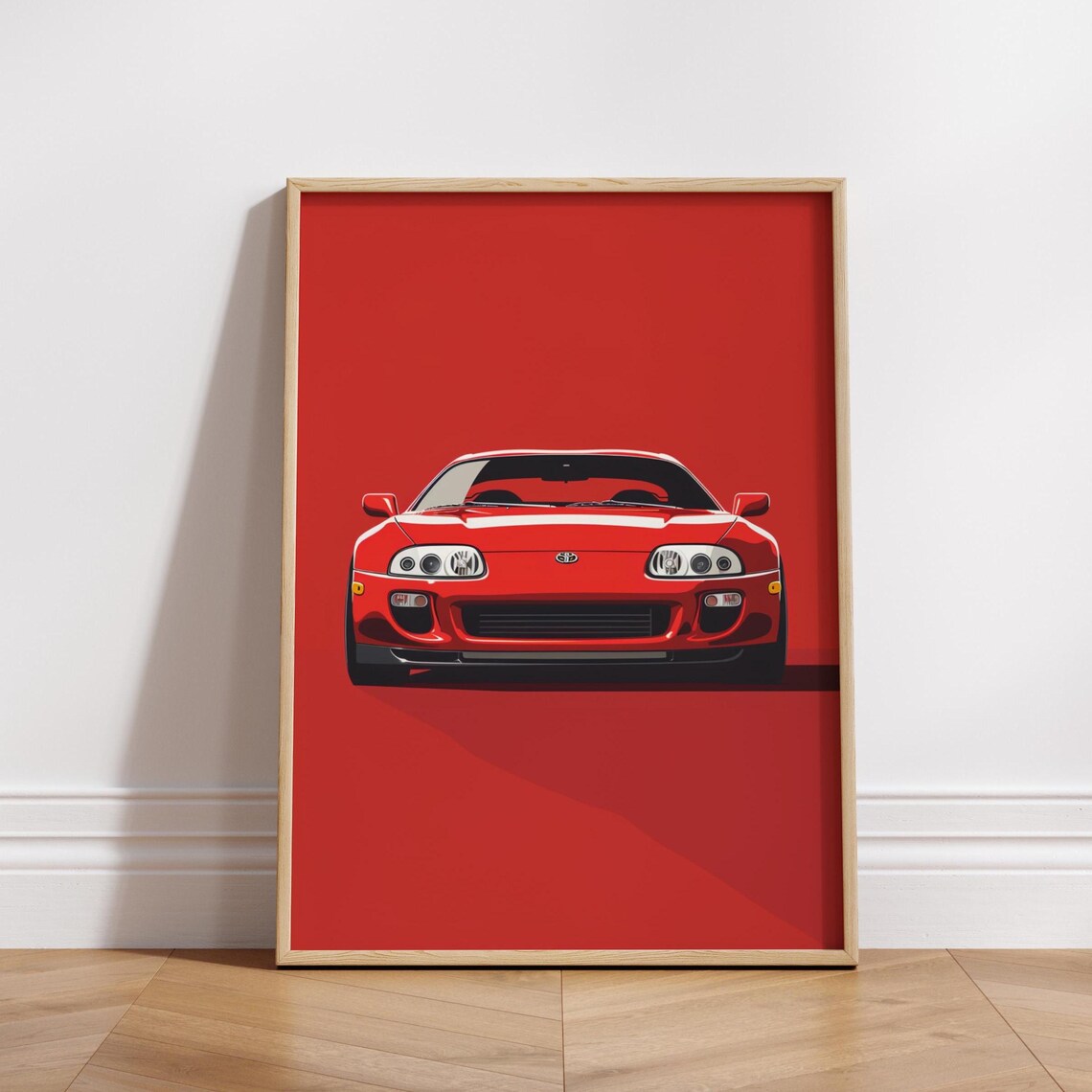 Red JDM Car Poster, Minimalist Drift Decor