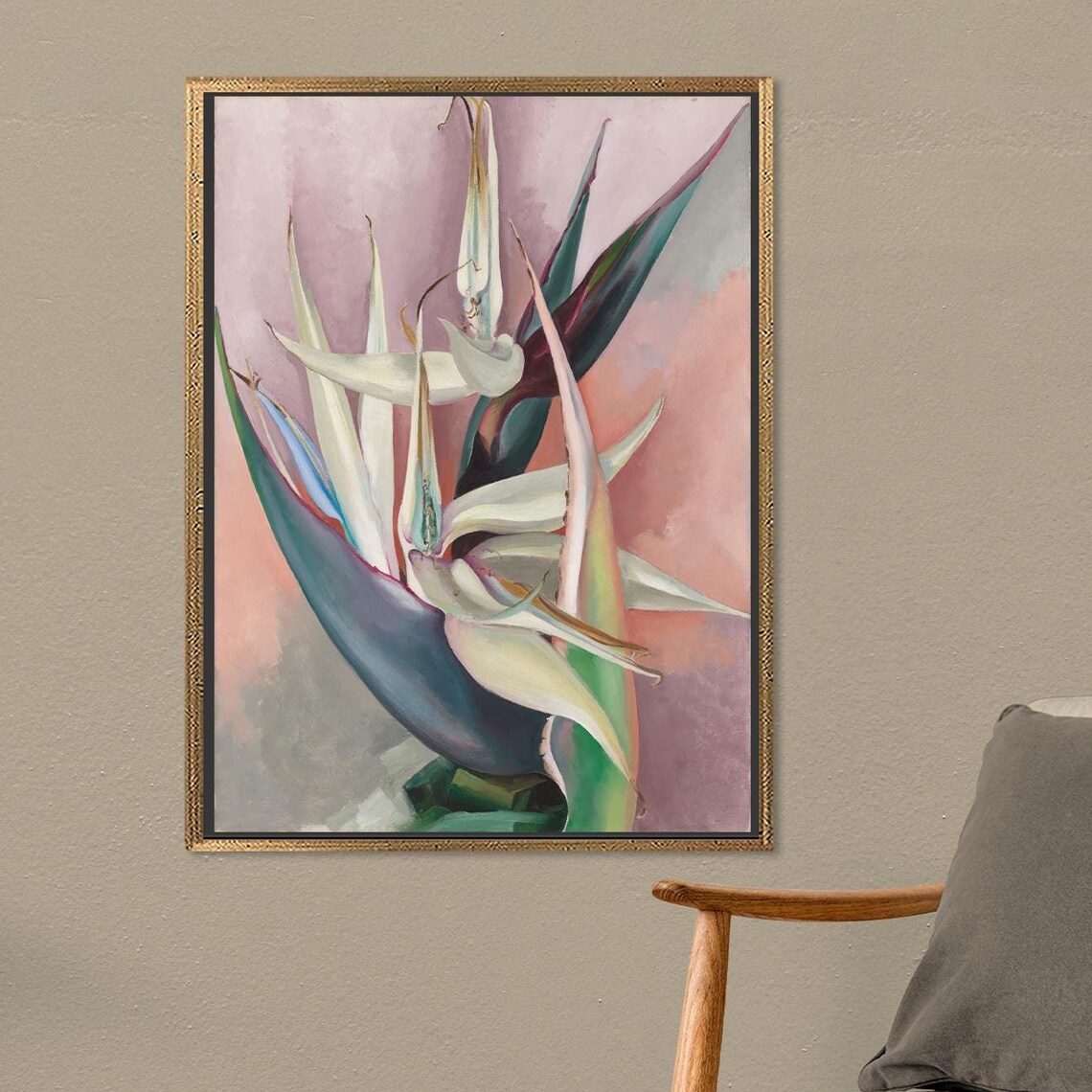 White Bird Of Paradise Flower Oil Painting Floral Botanical Poster