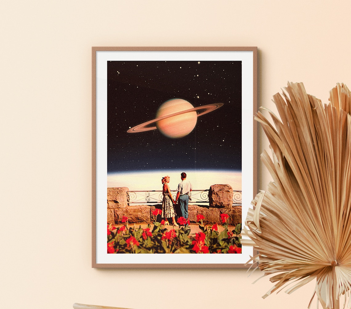 Space Love Collage by Taudalpoi, Retro Futurism Poster - Image 2