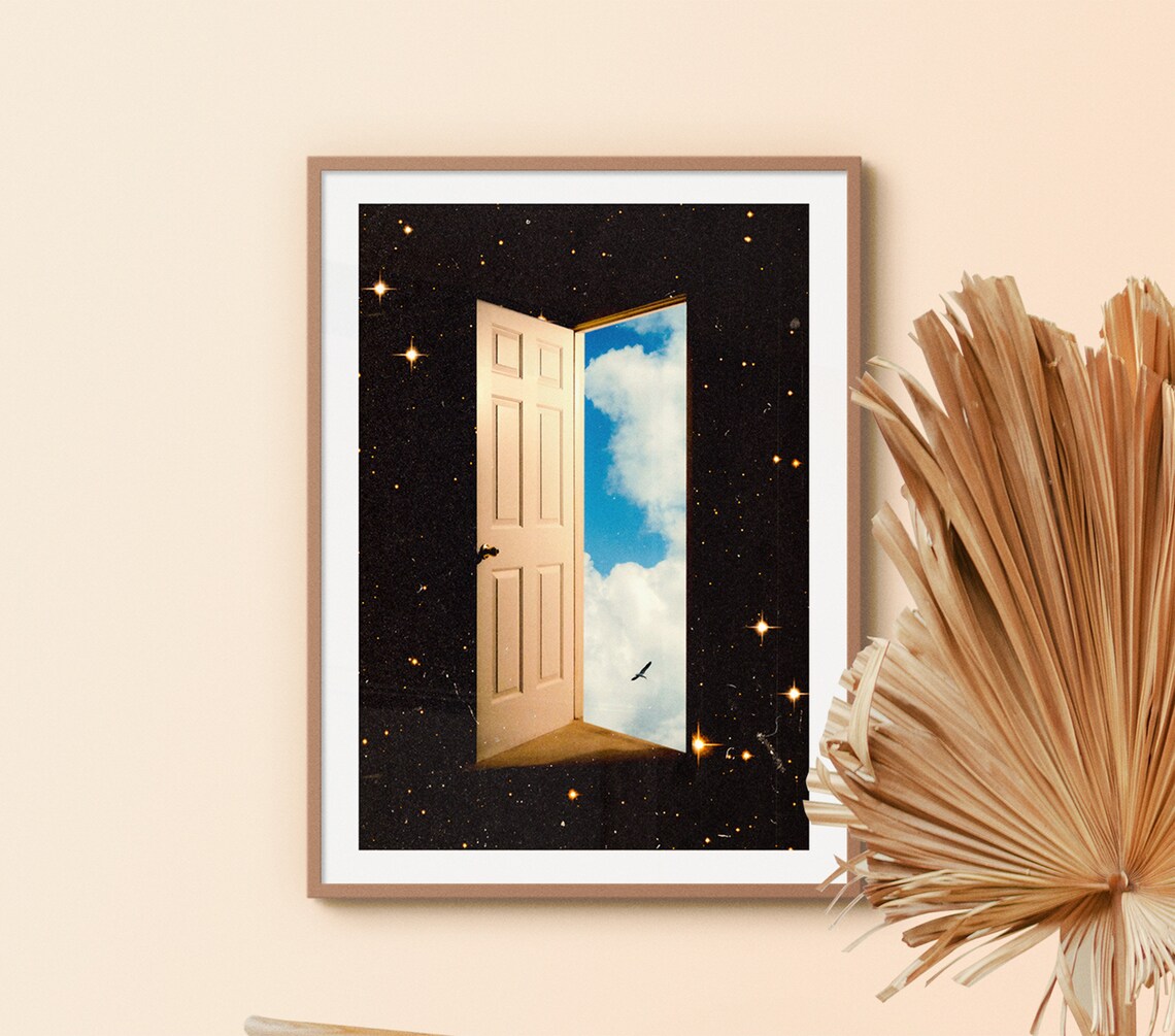 The Portal Retro Futuristic Cosmic Collage Art Print