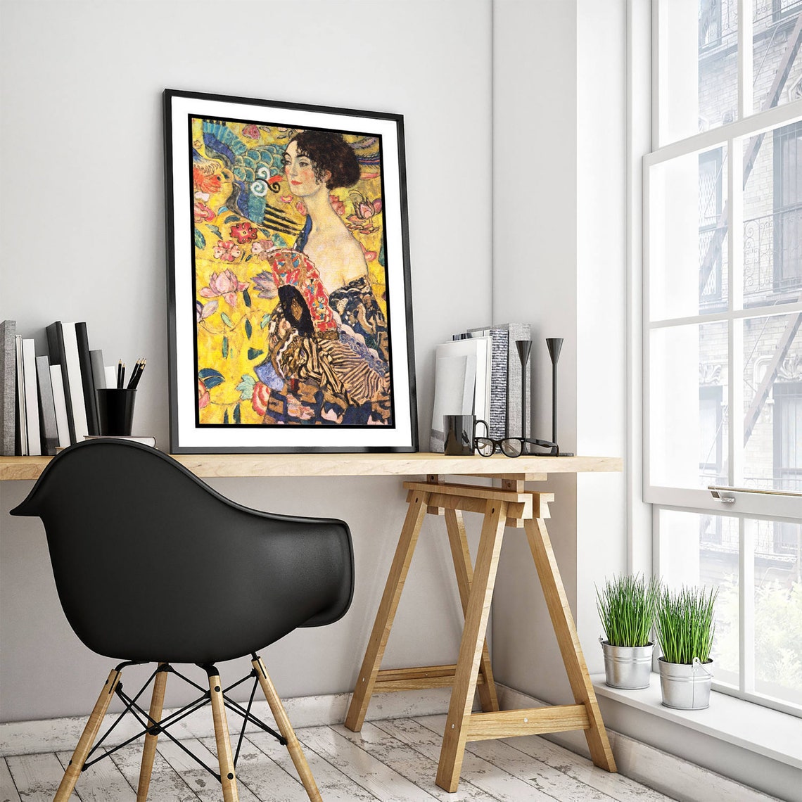 Gustav Klimt Woman With Fan 1917 Decorative Portrait Art Poster - Image 2