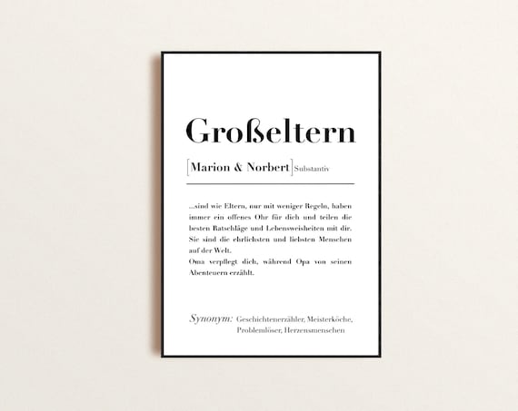 Personalized Grosseltern Definition German Grandparents Poster