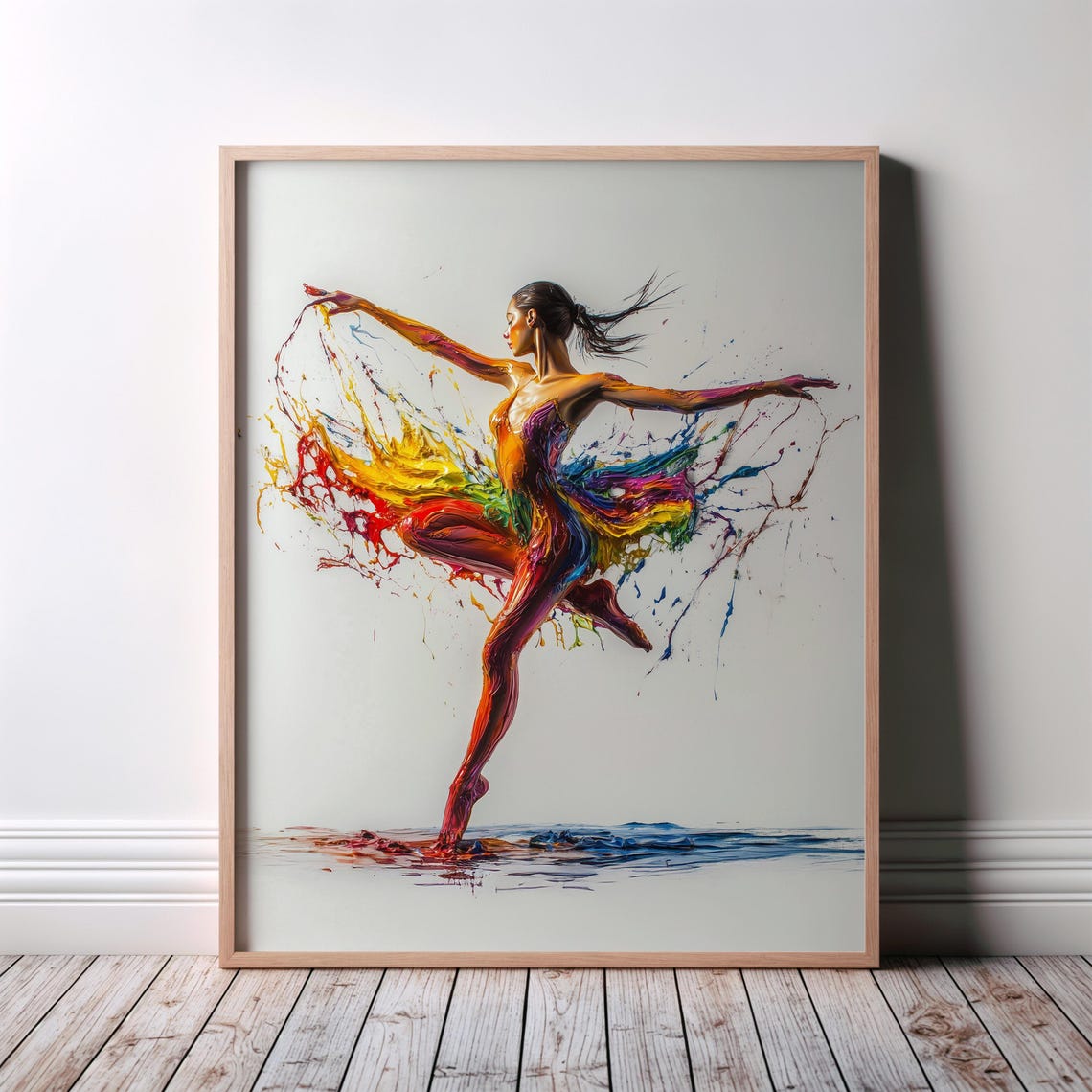 Rainbow Splash Dancer Colorful Abstract Paint Motion Art Poster