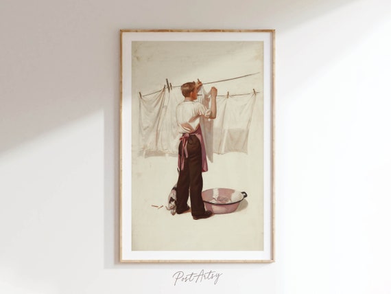 Vintage Midcentury Laundry Room Decor Art Print