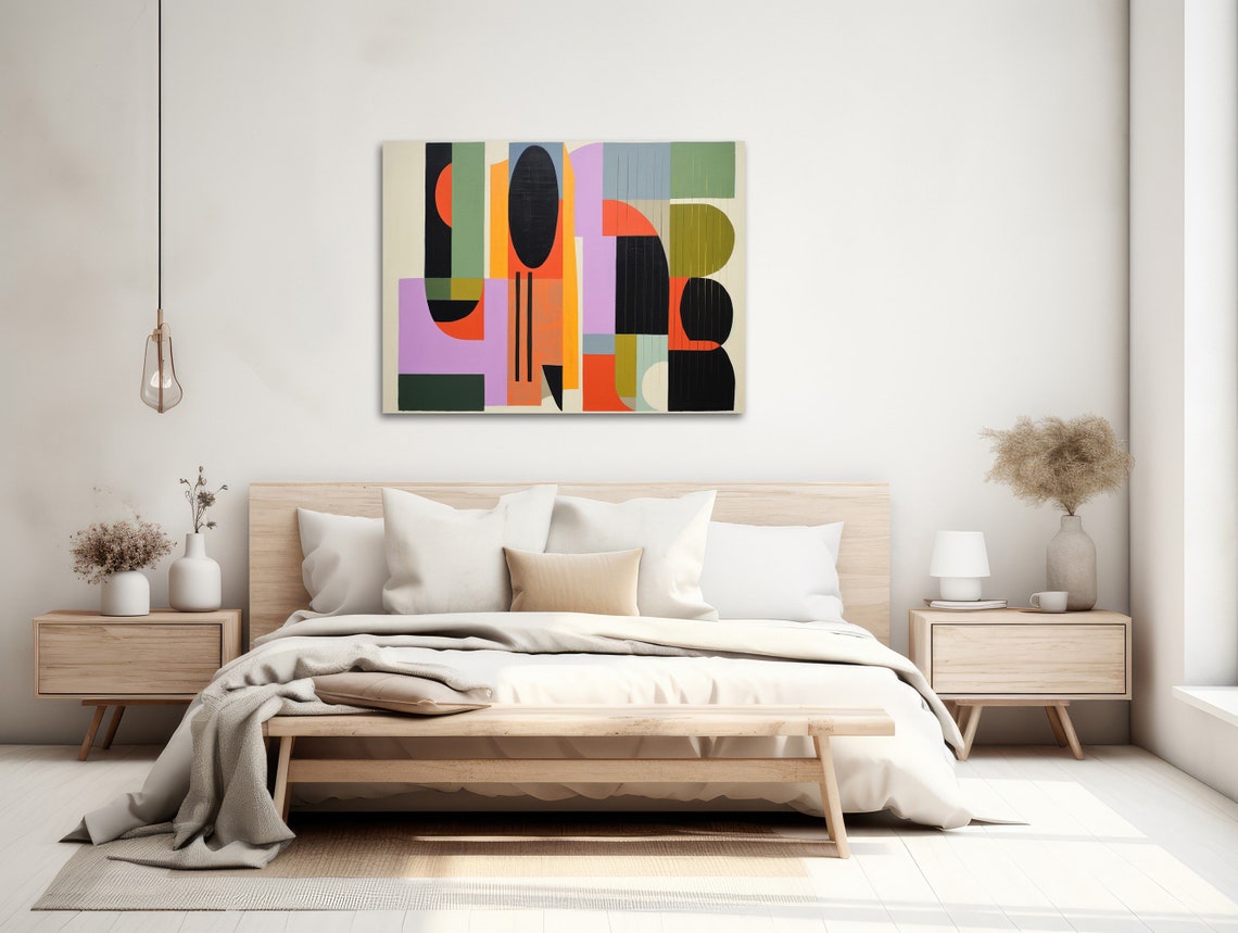 Playful Mid Century Geometric Arches Orange Purple Abstract Poster - Image 2