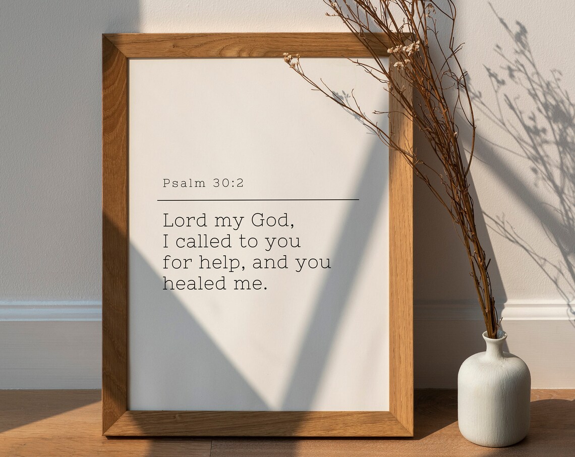Psalm 302 Bible Verse Healing Minimalist Wall Print - Image 2