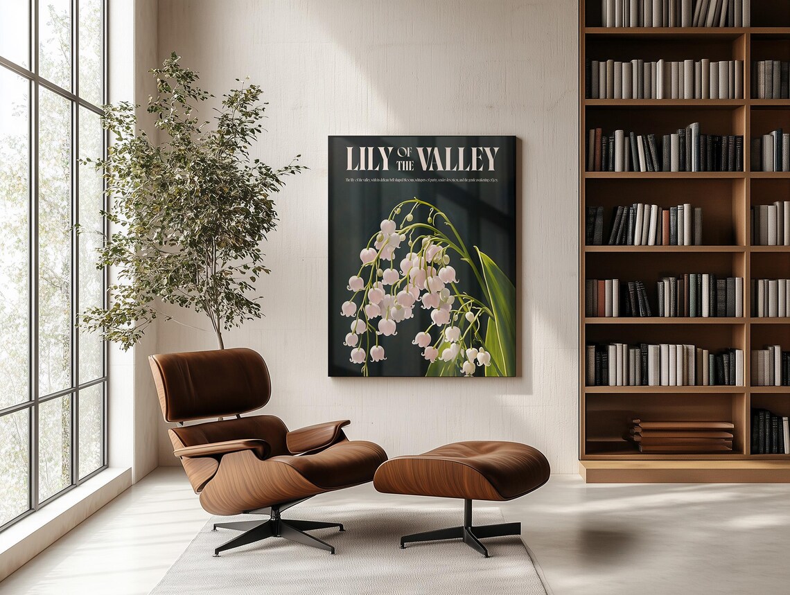 Lily Of The Valley Vintage Botanical Floral Black Framed Wall Art - Image 4