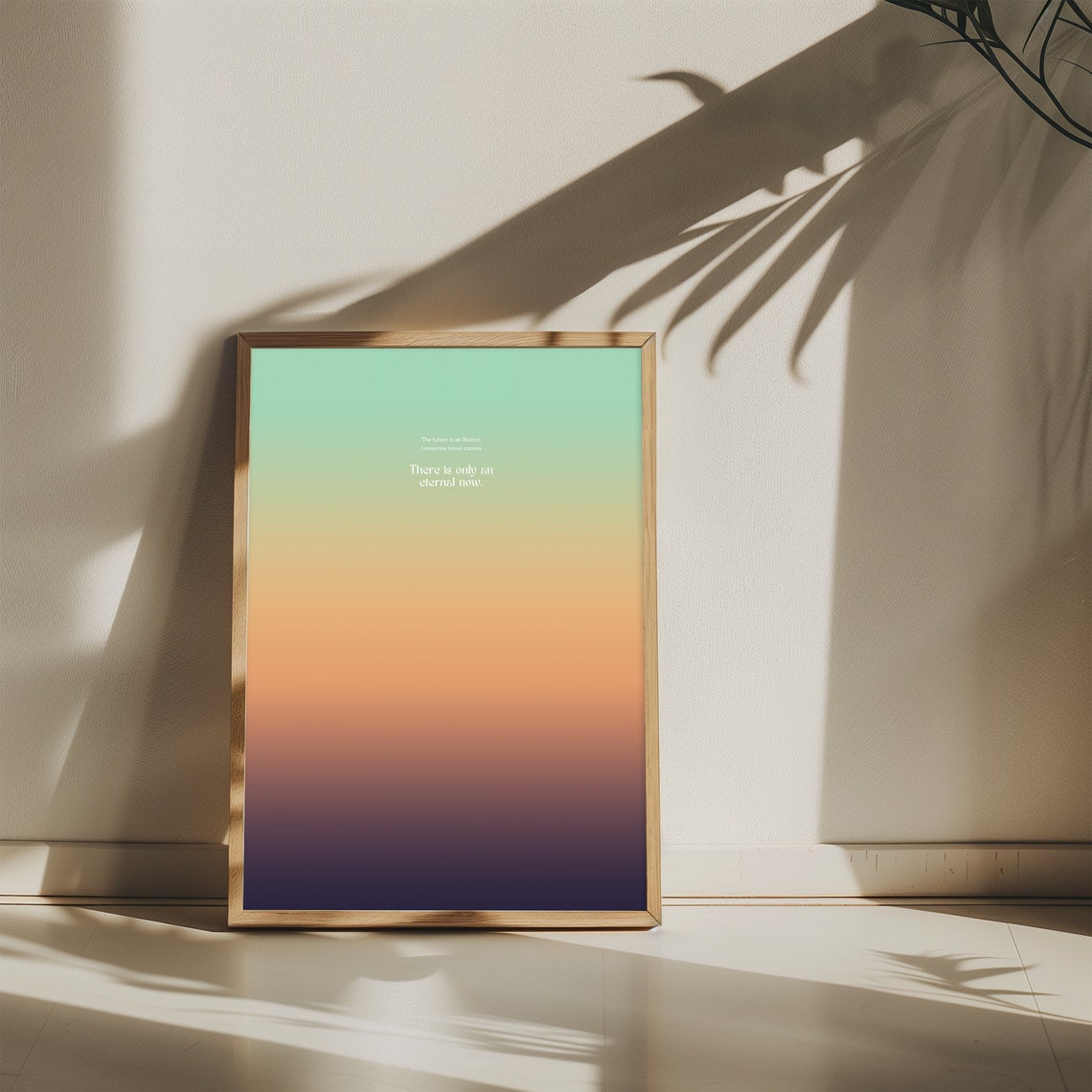 Eternal Now Quote on a Soft Mint Gold Sunset Gradient Poster - Image 4