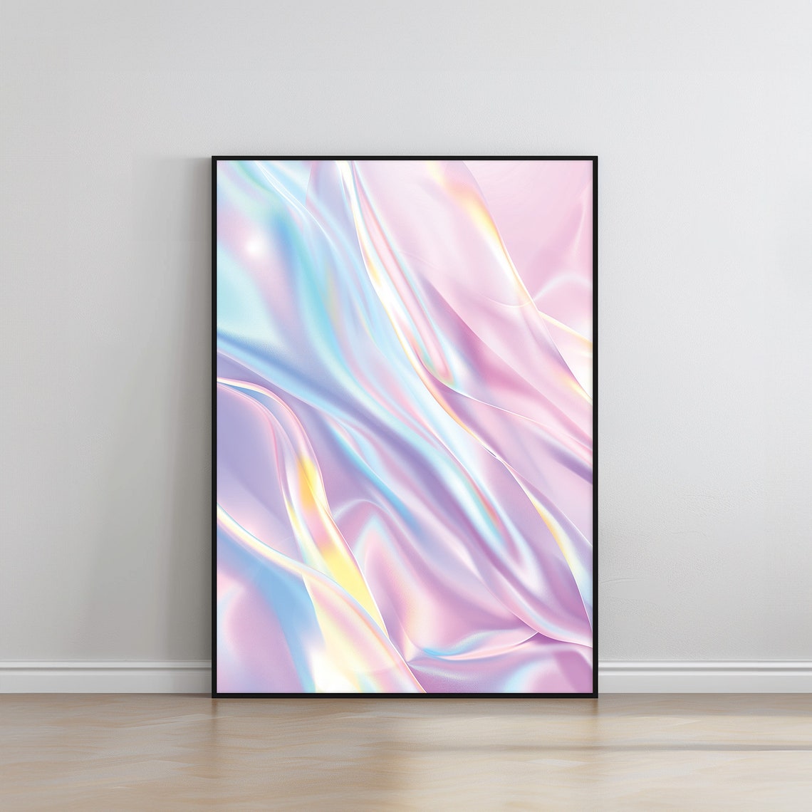 Iridescent Pastel Silk Waves Dreamy Abstract Flow Modern Wall Art - Image 5