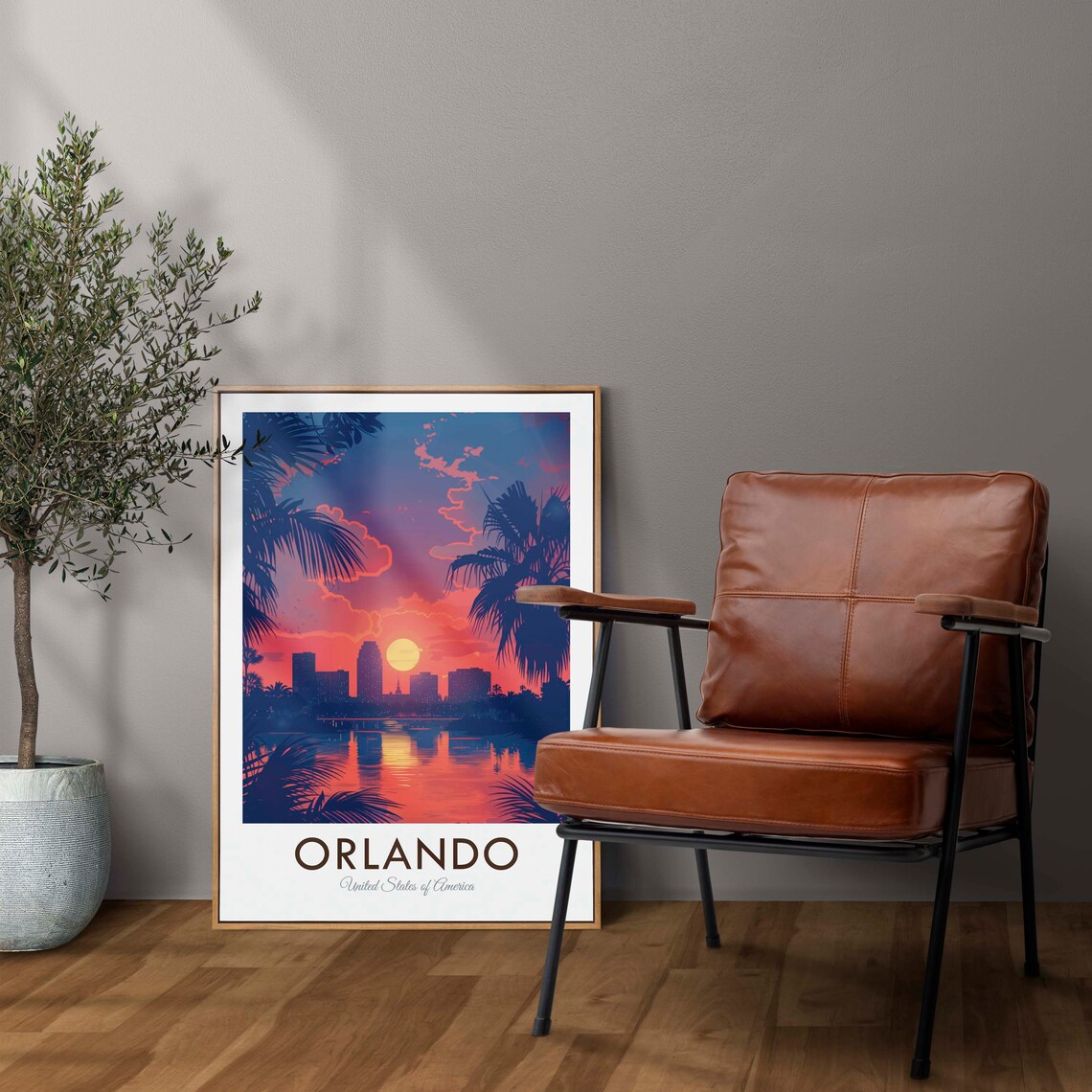 Vintage Orlando Sunset Travel Poster, Florida - Image 2