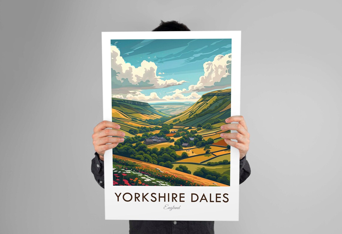 Yorkshire Dales Vintage Style Travel Poster, England - Image 3