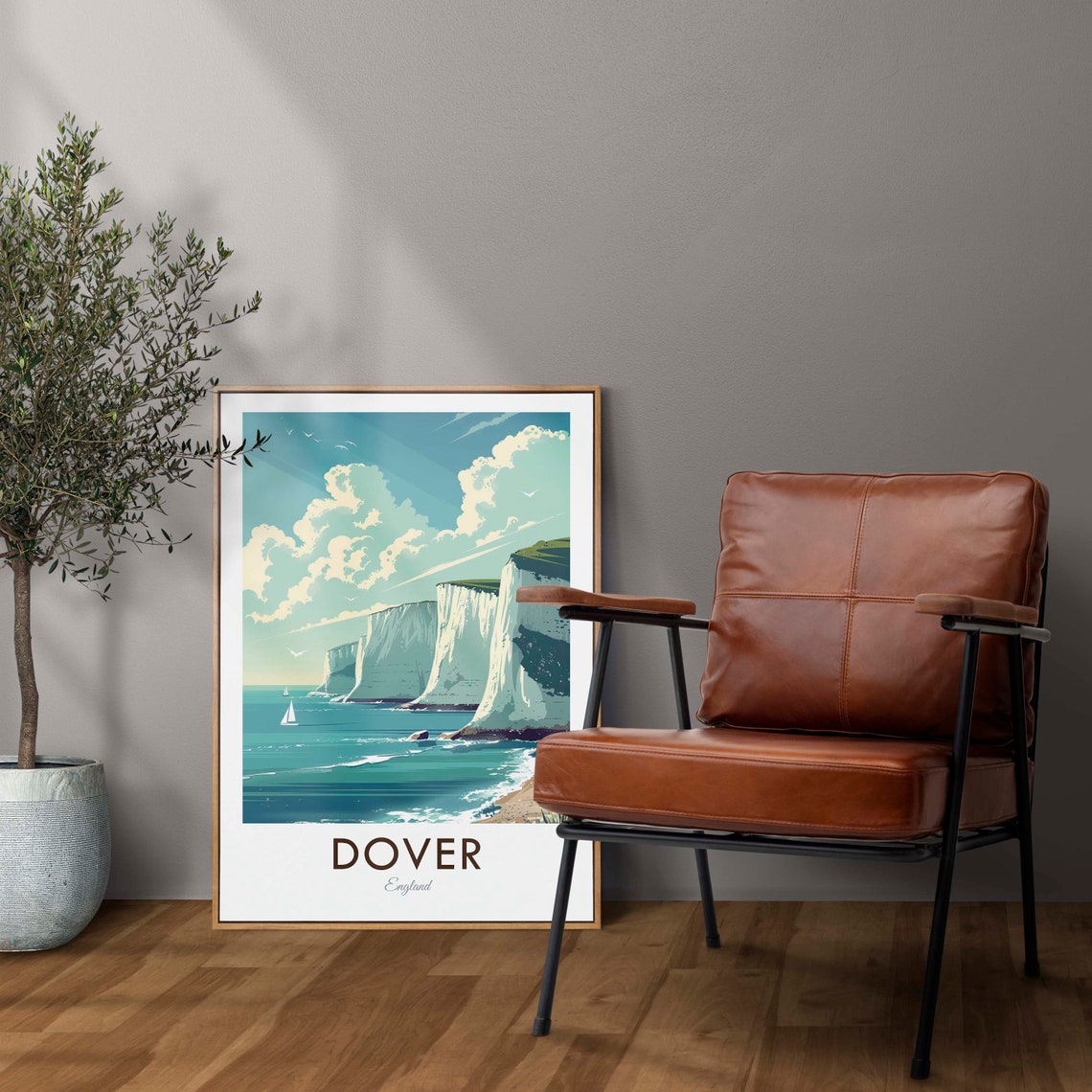Dover England White Cliffs Sailboat Channel Vintage Travel Poster - Image 2