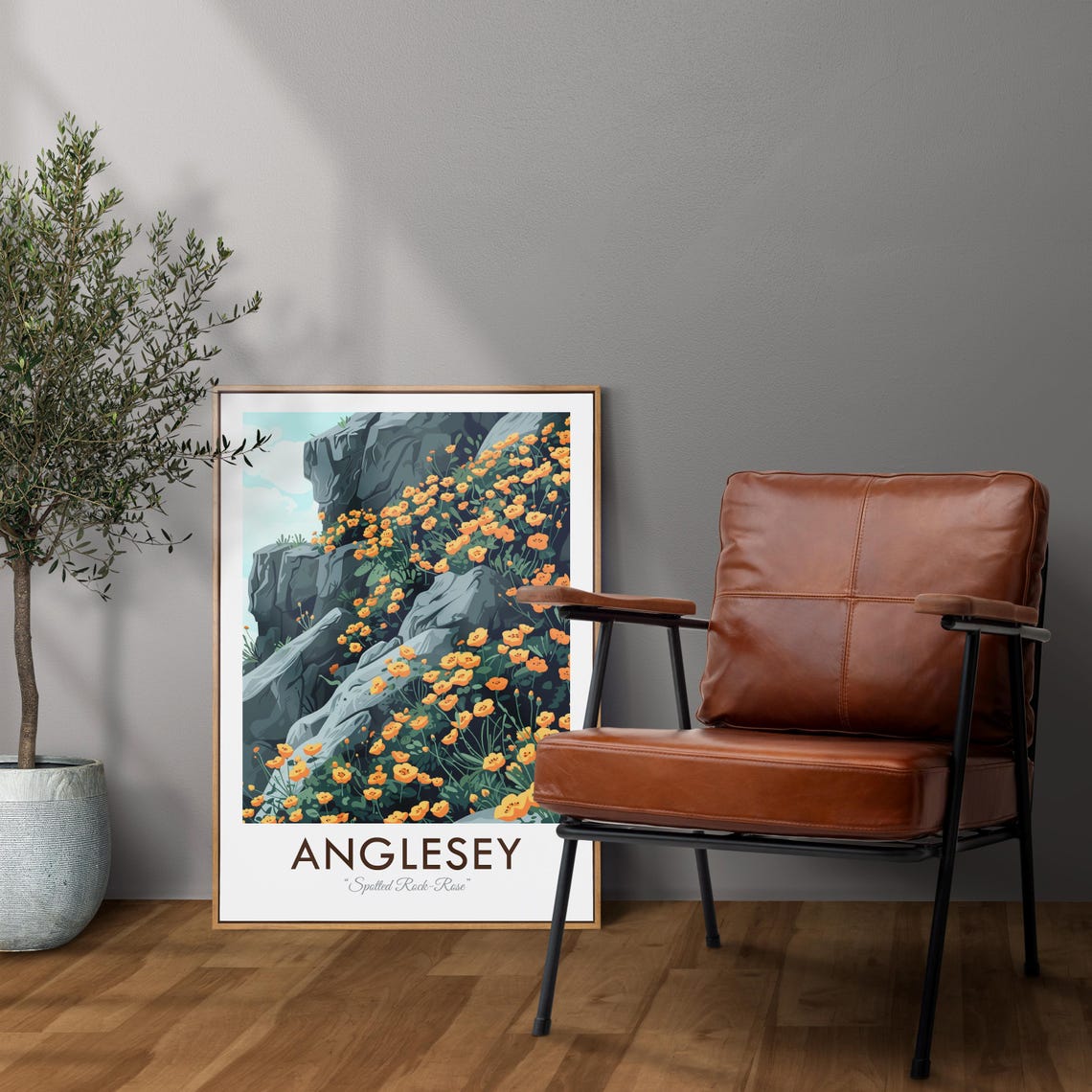 Anglesey Wales Spotted Rock Rose Wildflower Rocks Vintage Poster - Image 2
