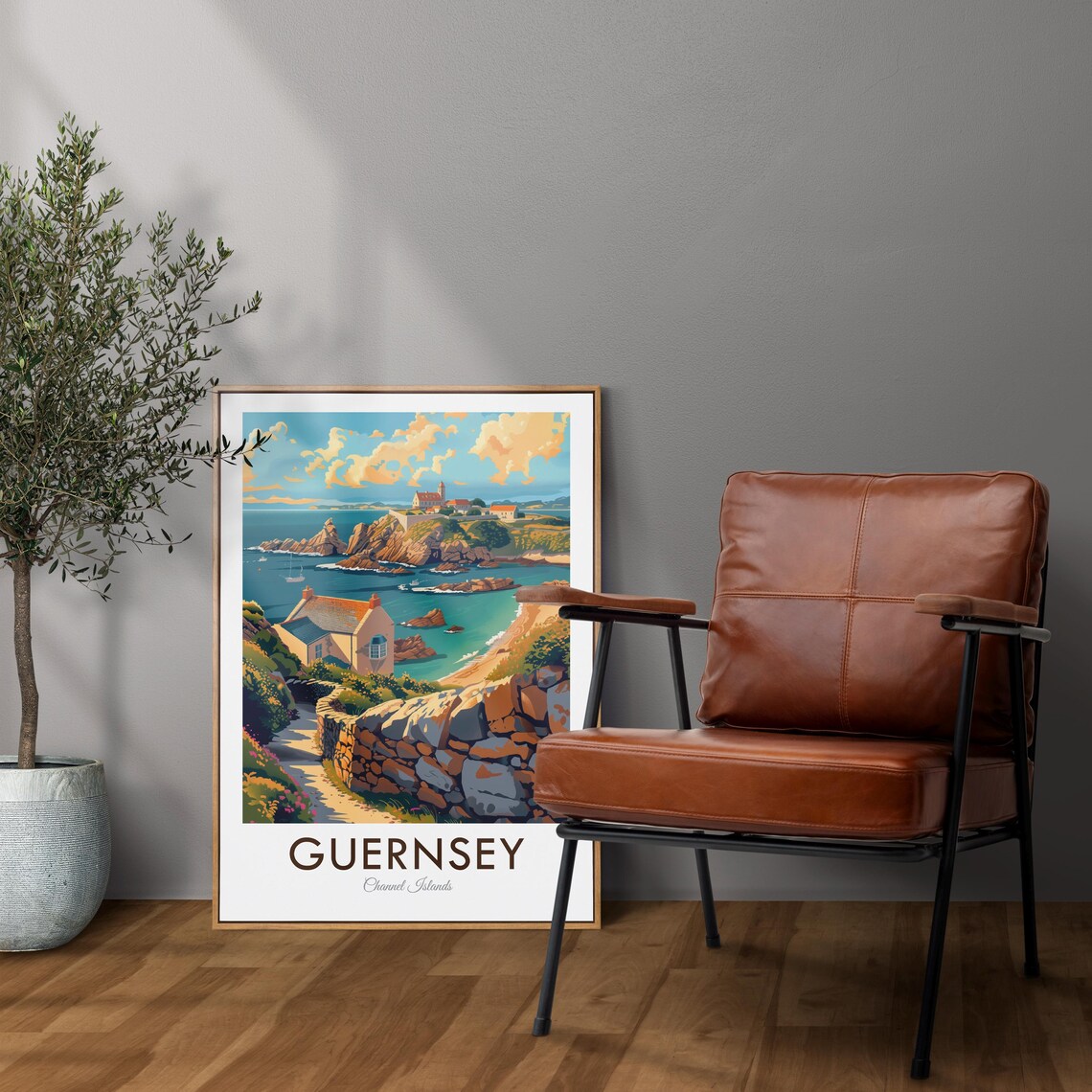 Guernsey Channel Islands Rocky Cove Cottage And Causeway Travel Poster - Image 2