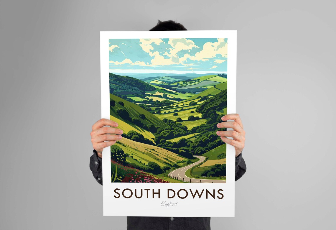 South Downs England Vintage Style Travel Poster - Image 2
